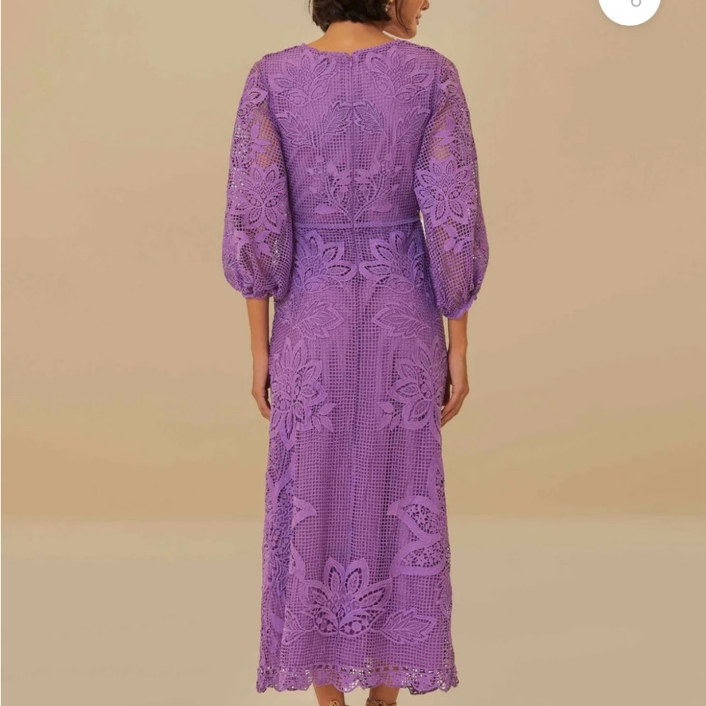 Farm Rio Lilac Cut Out Guipire Midi Dress